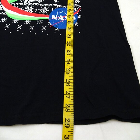 NASA Christmas t-shirt Large Snowman on Space Shuttle Ugly Christmas Sweater Blk - Picture 5 of 5